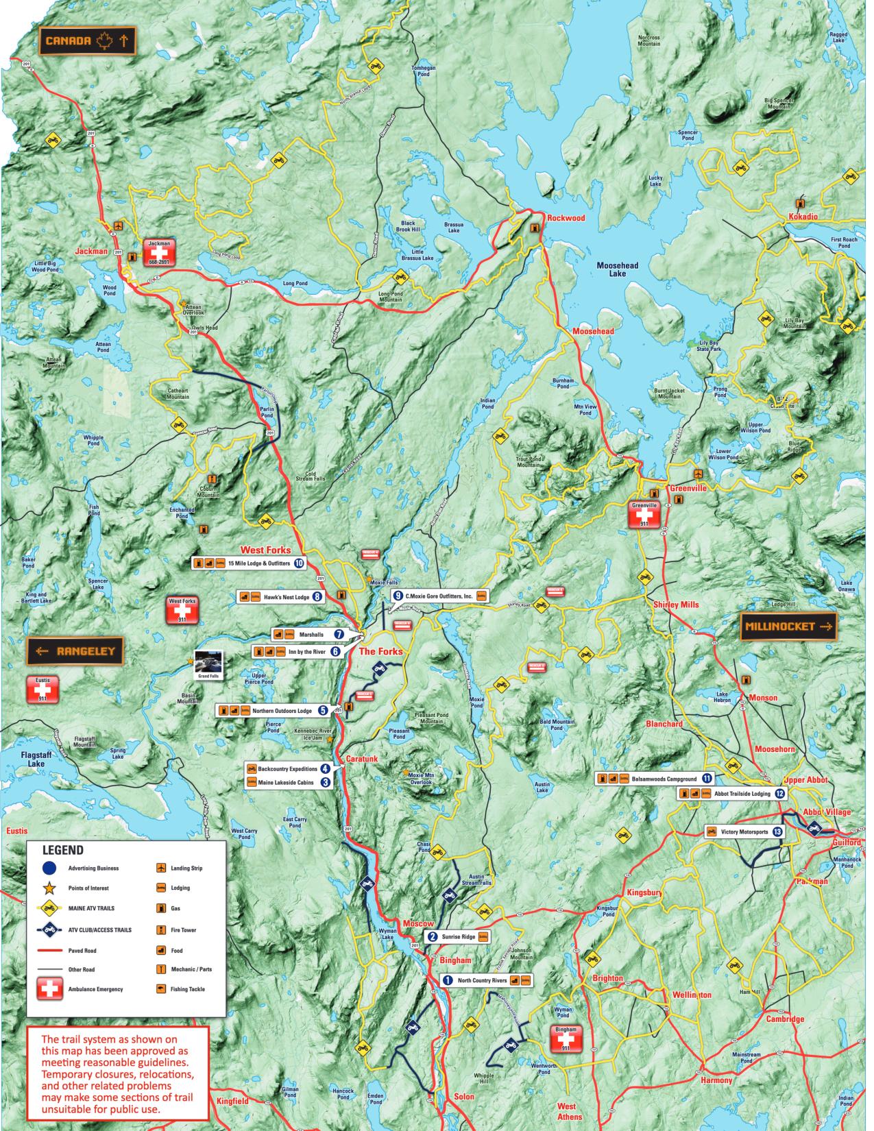 Maine Atv Trail Map Atlanta On A Map